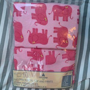 NWT Baby Gap Long Sleeve Pink Elephant Pajama Set